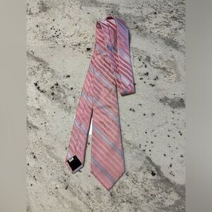 Valentino Tie Pink Blue Diagonal Stripes